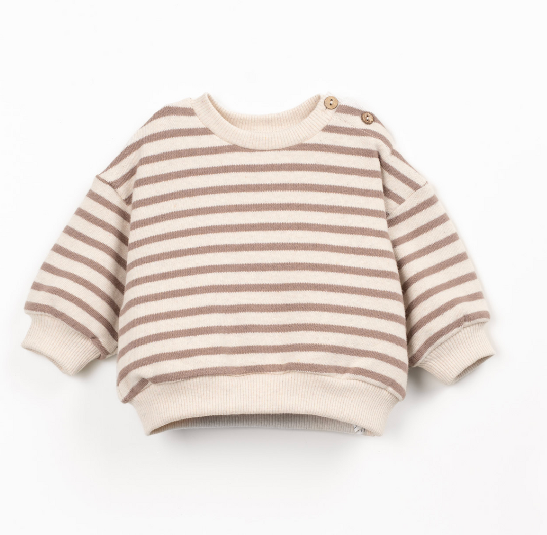 Tan Striped Fleece Sweater