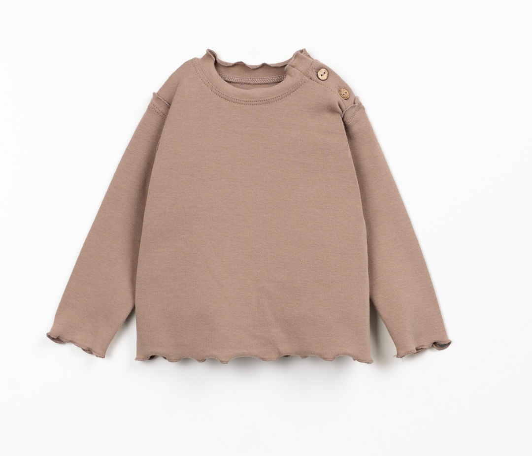 Brown Rib Long Sleeve T Shirt