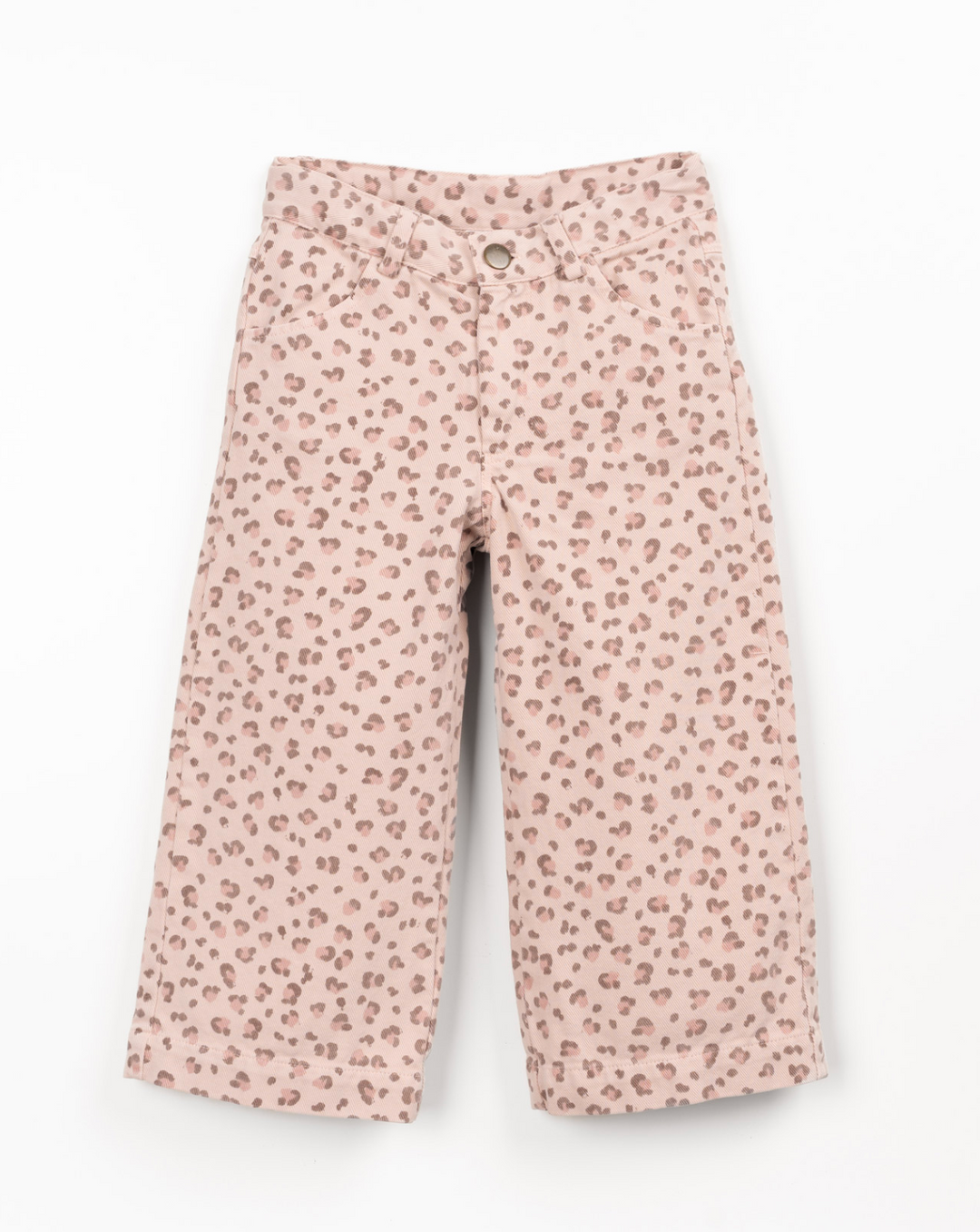 Pink Animal Print Twill Trousers