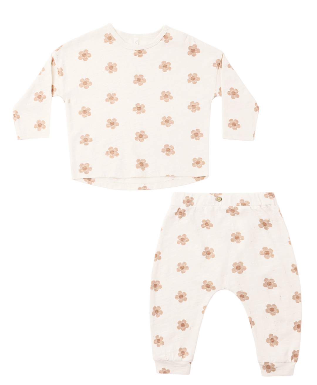 LS Tee + Pant Set | Pink Daisies