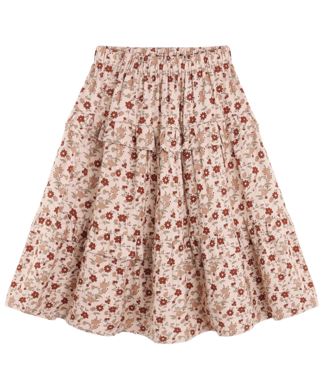 Ruffled Midi Skirt | Pink Floral