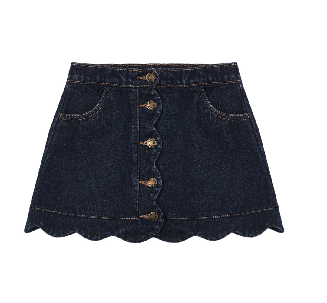 Scallop Mini Skirt | Dark Indigo