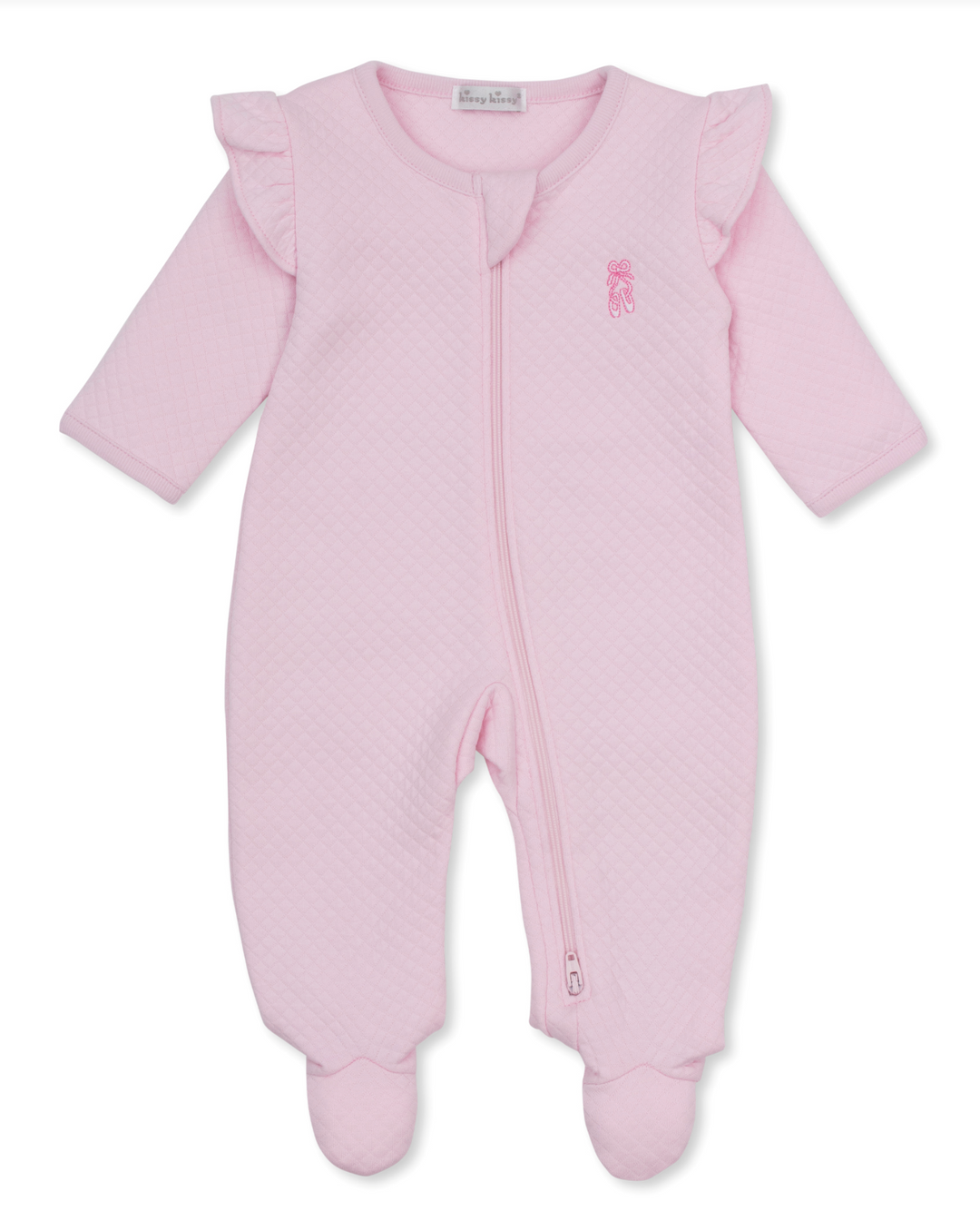 Pink Petite Pirouettes Ruffle Jacquard Footie w/Zipper