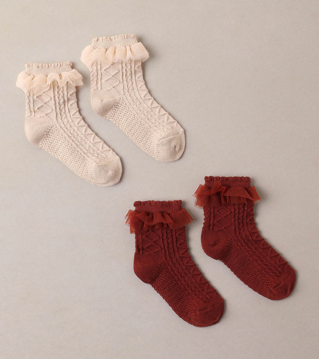 Ruffle Socks 2 Pk | Pearl, Ruby