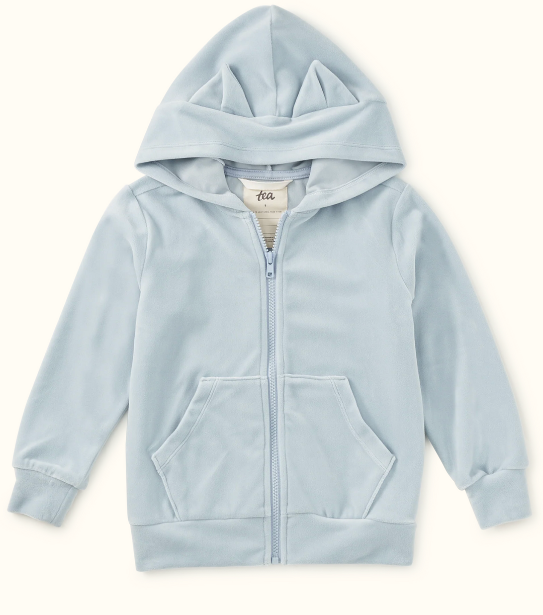 Cat Ears Velour Hoodie | Blue Fog