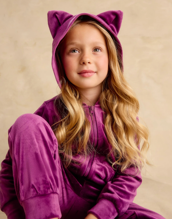 Cat Ears Velour Hoodie | Cosmic Berry