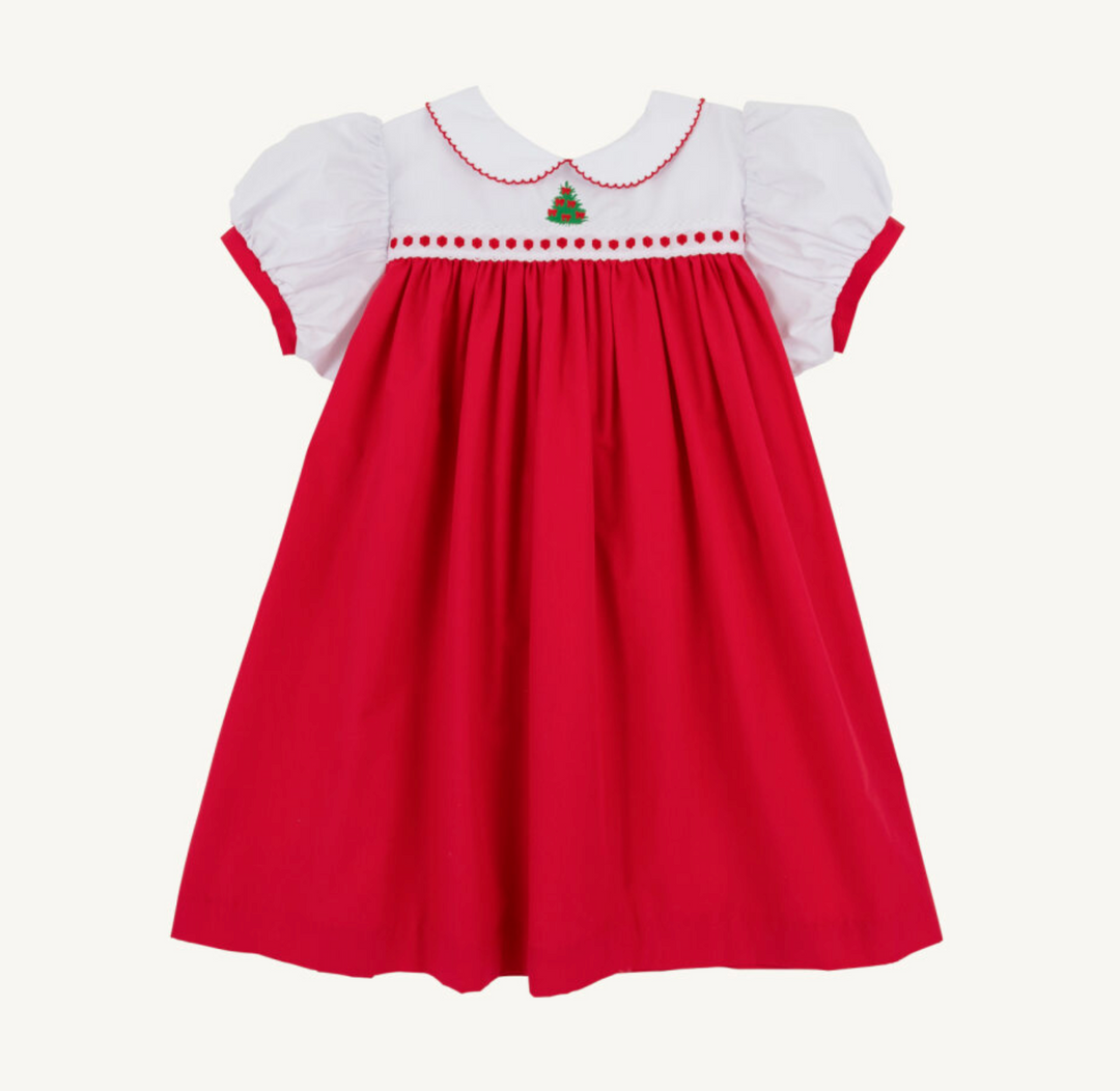 Mary Dal Dress Broadcloth | Worth Ave White/Richmond Red Christmas