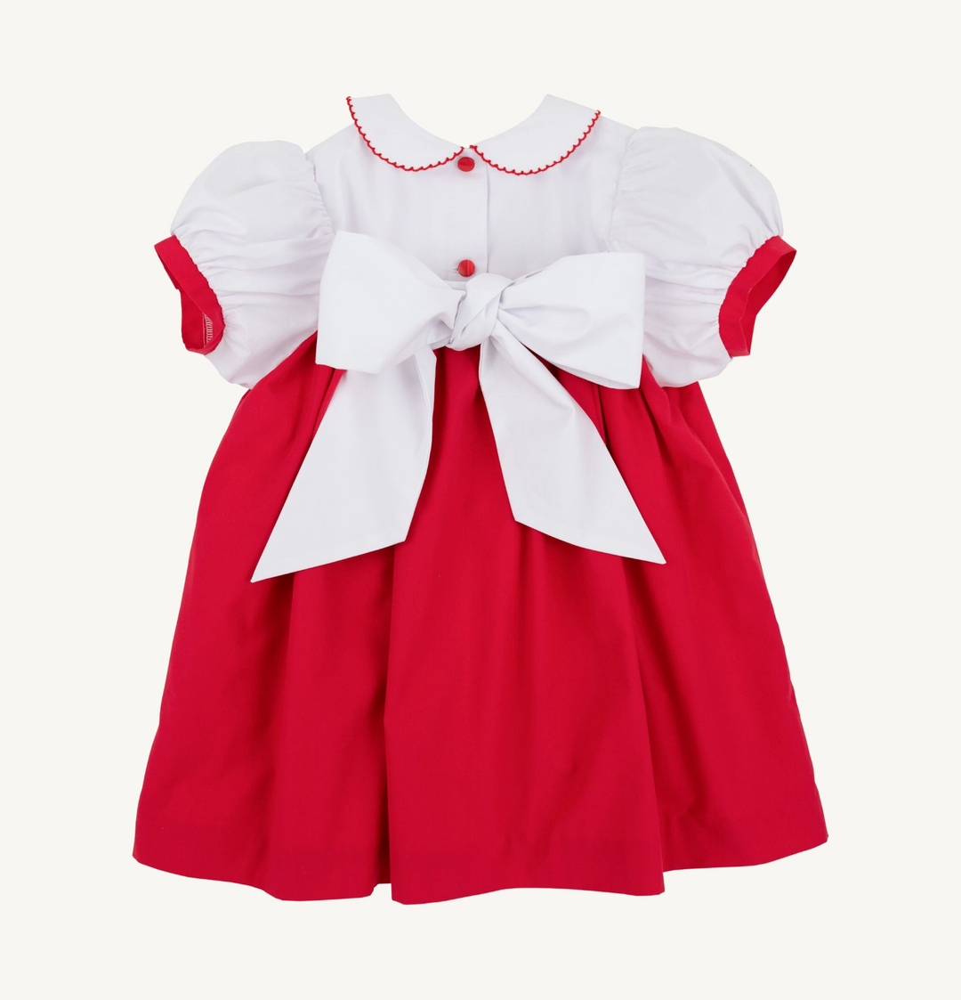 Mary Dal Dress Broadcloth | Worth Ave White/Richmond Red Christmas