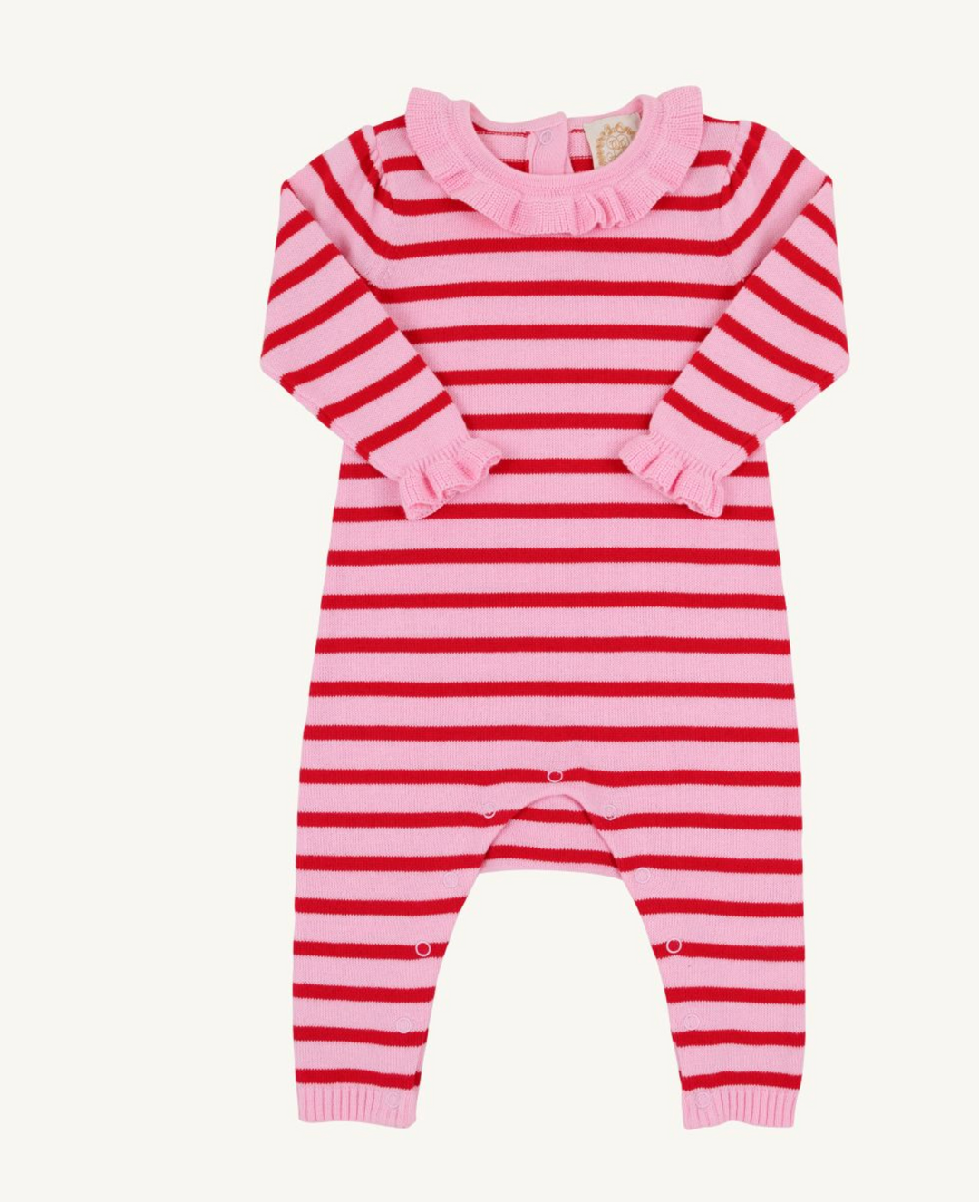 Reece Ruffle Romper | Richmond Red &amp; Pier Party Pink Stripe