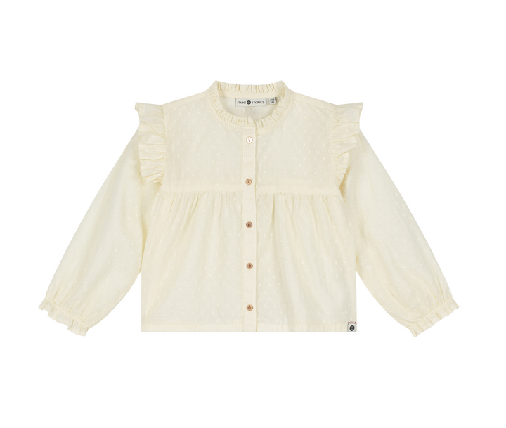 Girls Ruffle LS Blouse | Cream