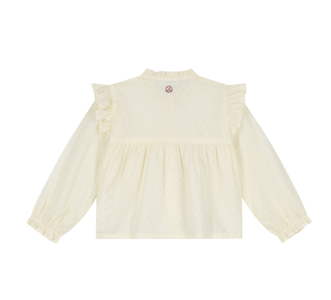 Girls Ruffle LS Blouse | Cream