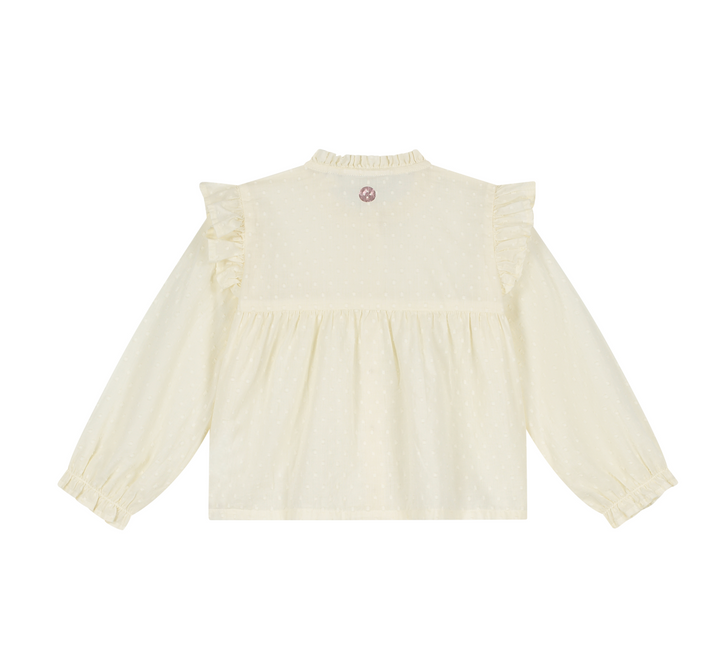 Girls Ruffle LS Blouse | Cream