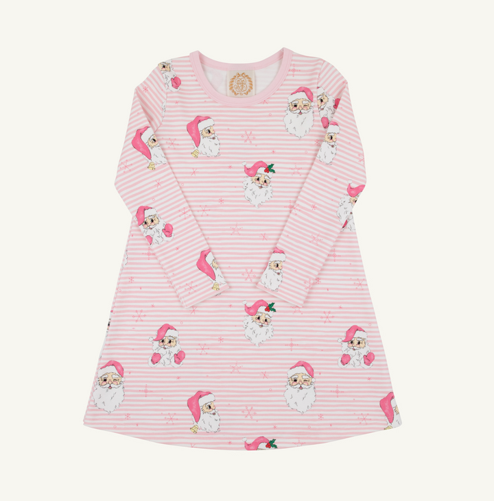 Long Sleeve Polly Play Heavy Weight | Dear Santa Pink Stripe