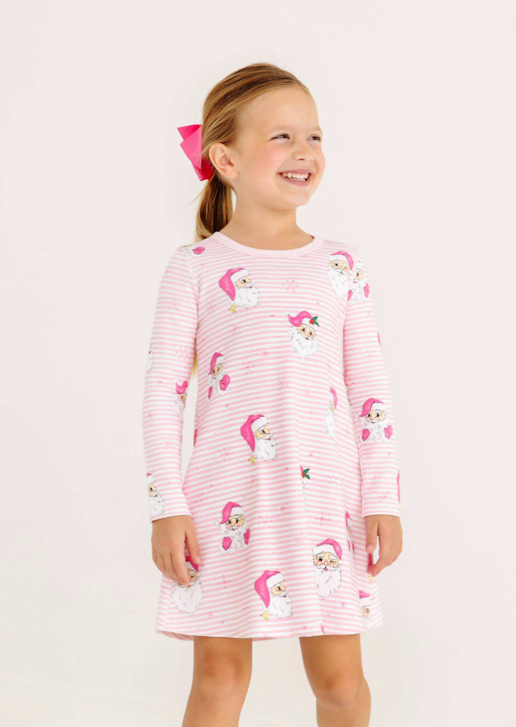 Long Sleeve Polly Play Heavy Weight | Dear Santa Pink Stripe