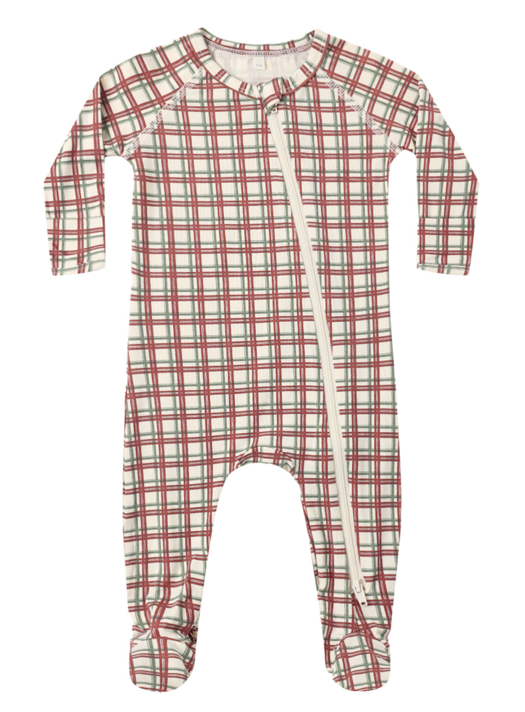 Bamboo Zip Footie | Redwood Check