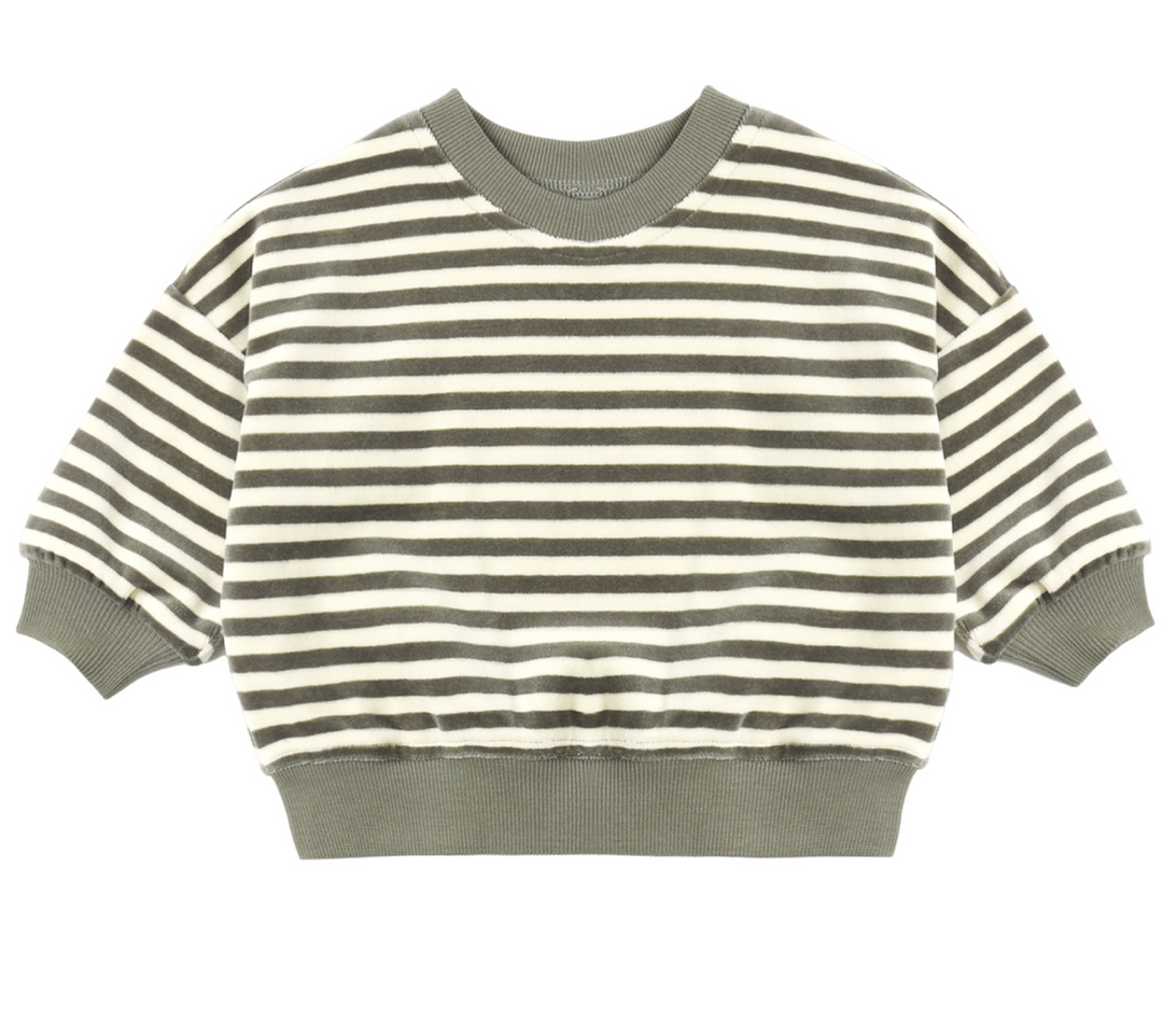 Velour Relaxed Sweatshirt | Spruce Stripe
