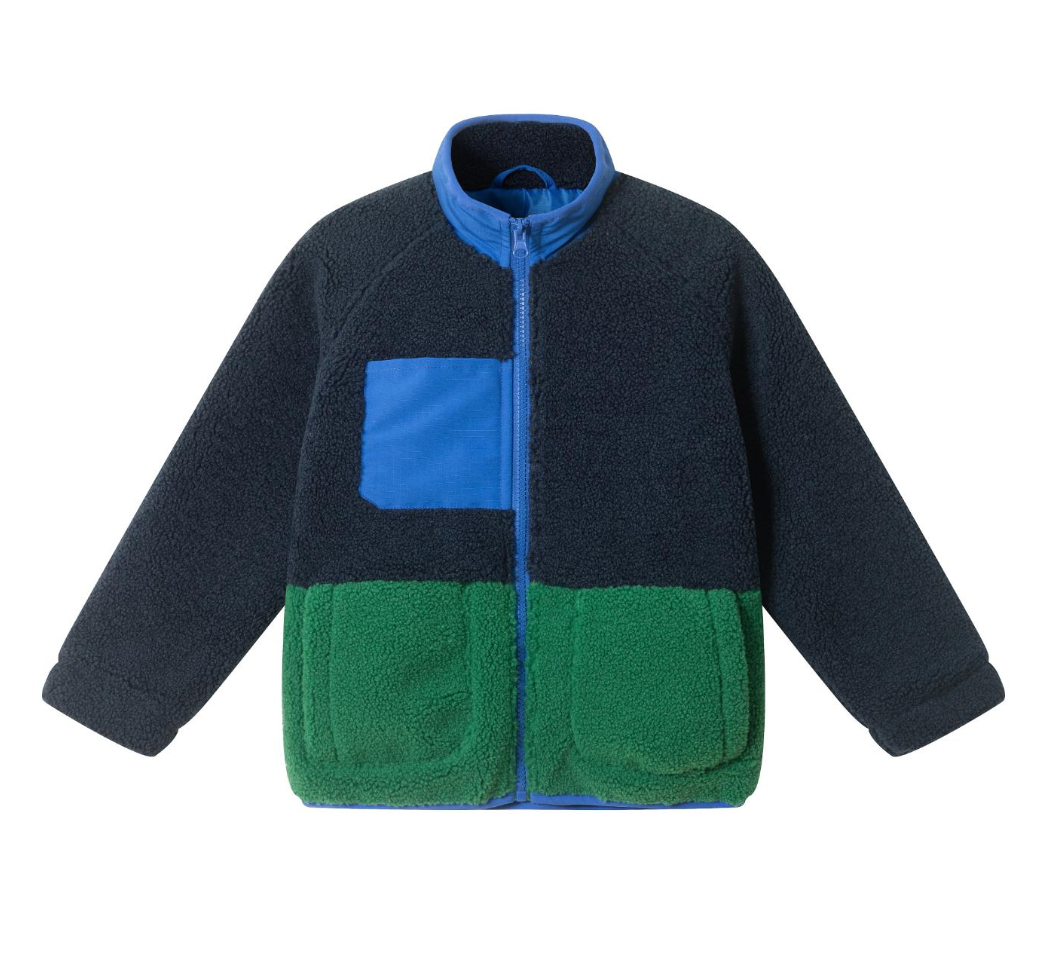Blue/Green Color Block Sherpa Jacket