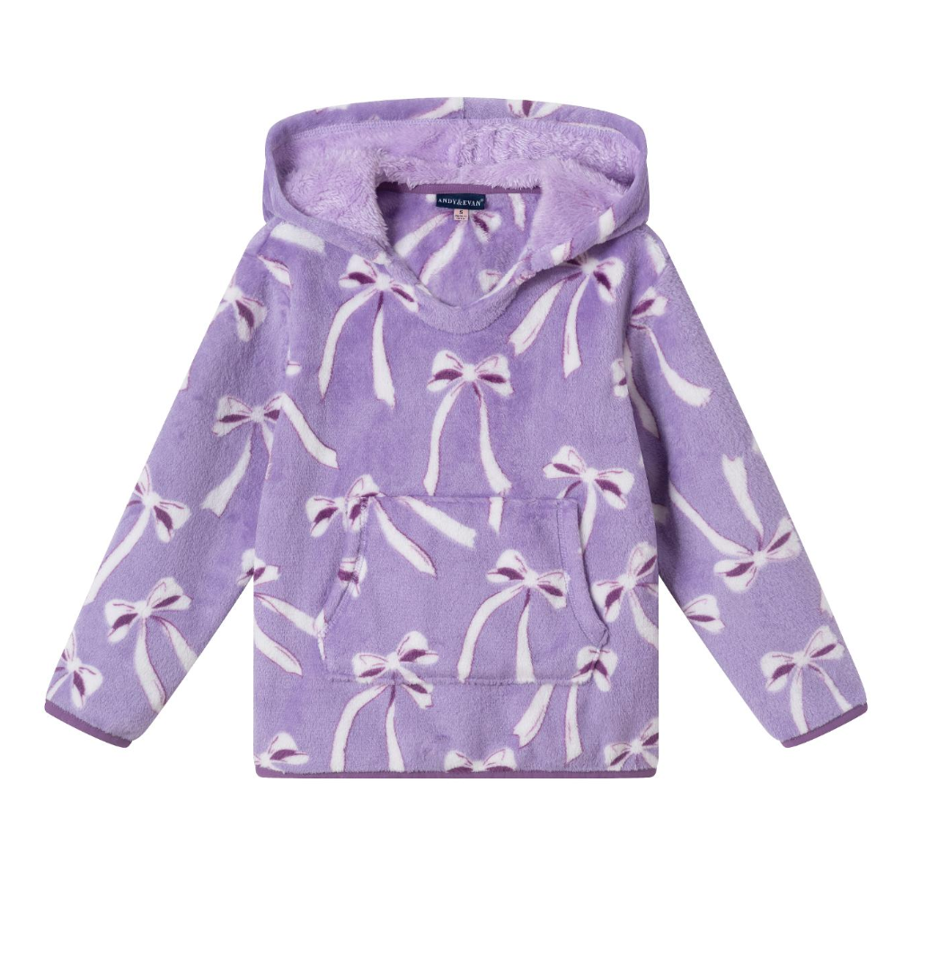 Purple Bow Plush Hoodie