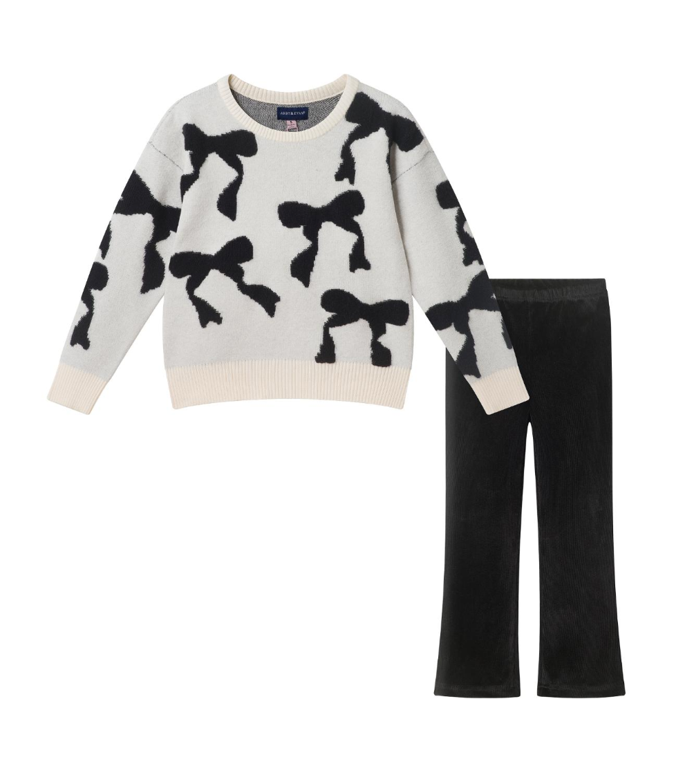 Bow Sweater &amp; Flare Pant Set