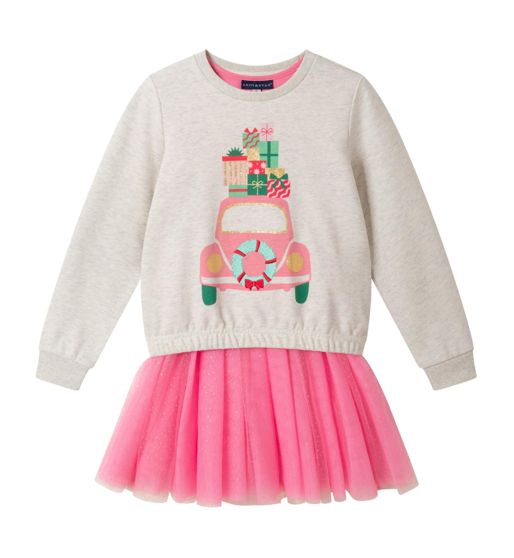 Pink Tulle Holiday Dress Set