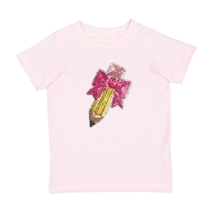 Ballet Pencil Bow Sequin Patch T-Shirt