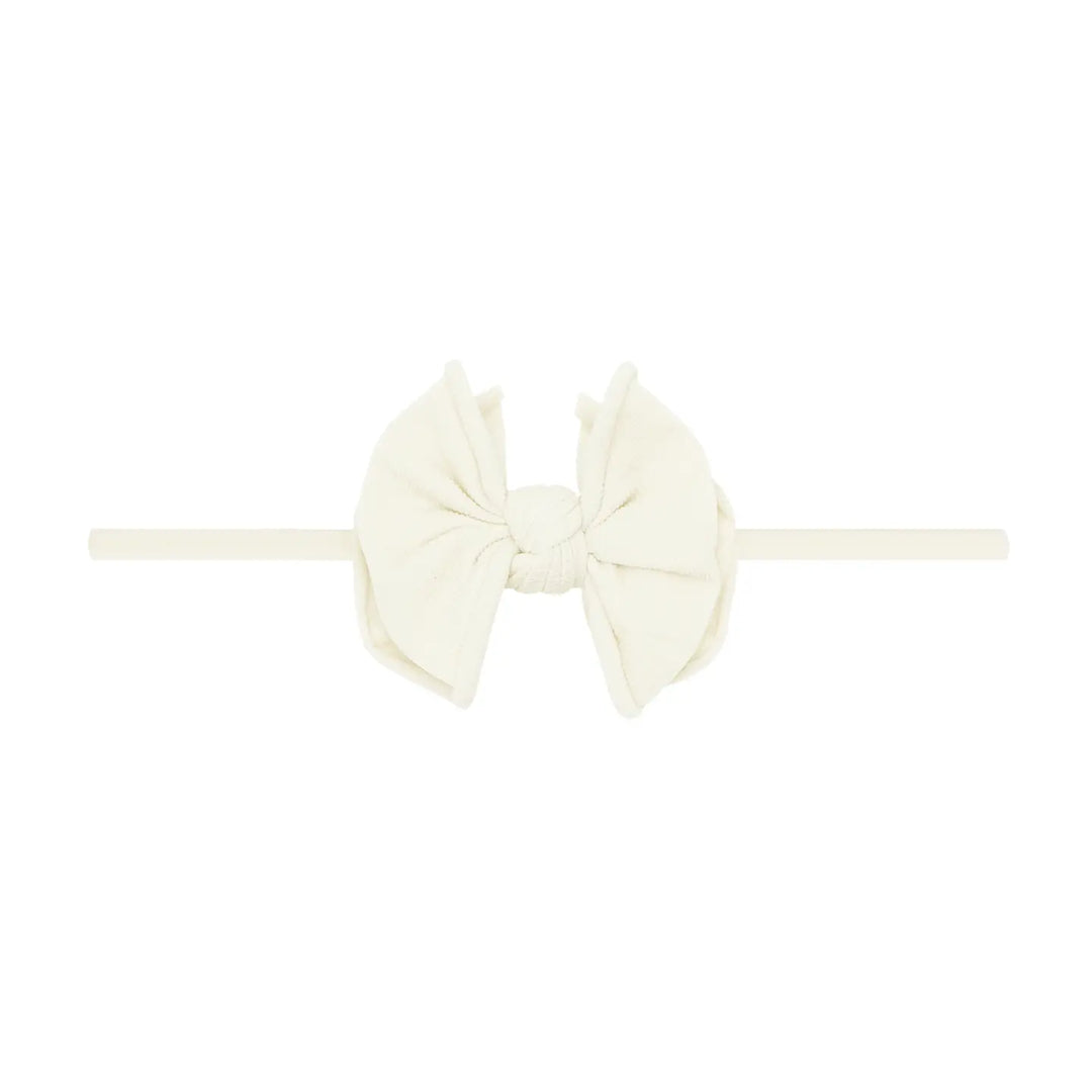 Skinny Soft Nylon Bow Headband | Ivory