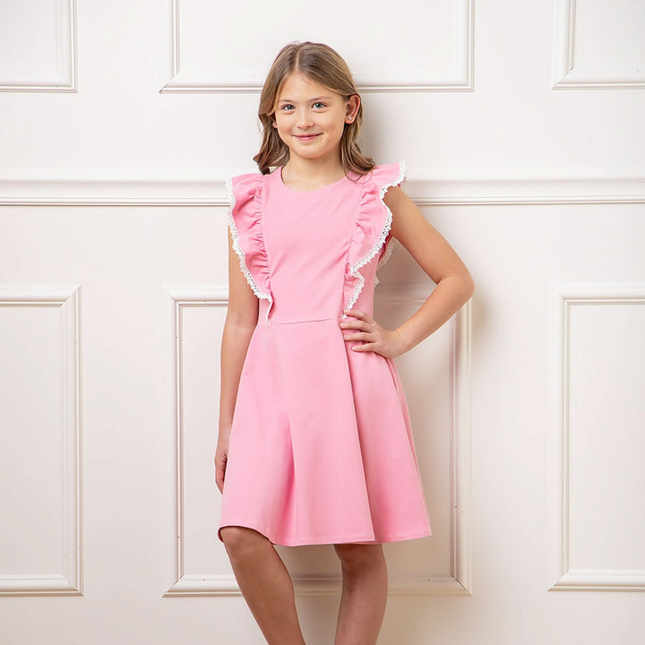 Sleeveless Organic Knit Pinafore Dress | Classic Pink