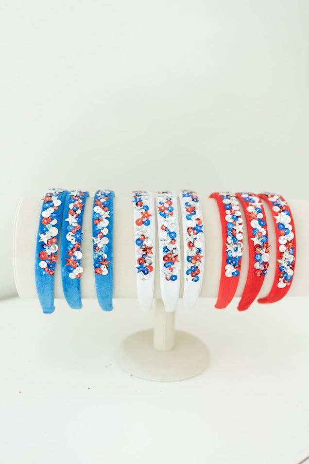 Blue Miss USA Sequin Headband