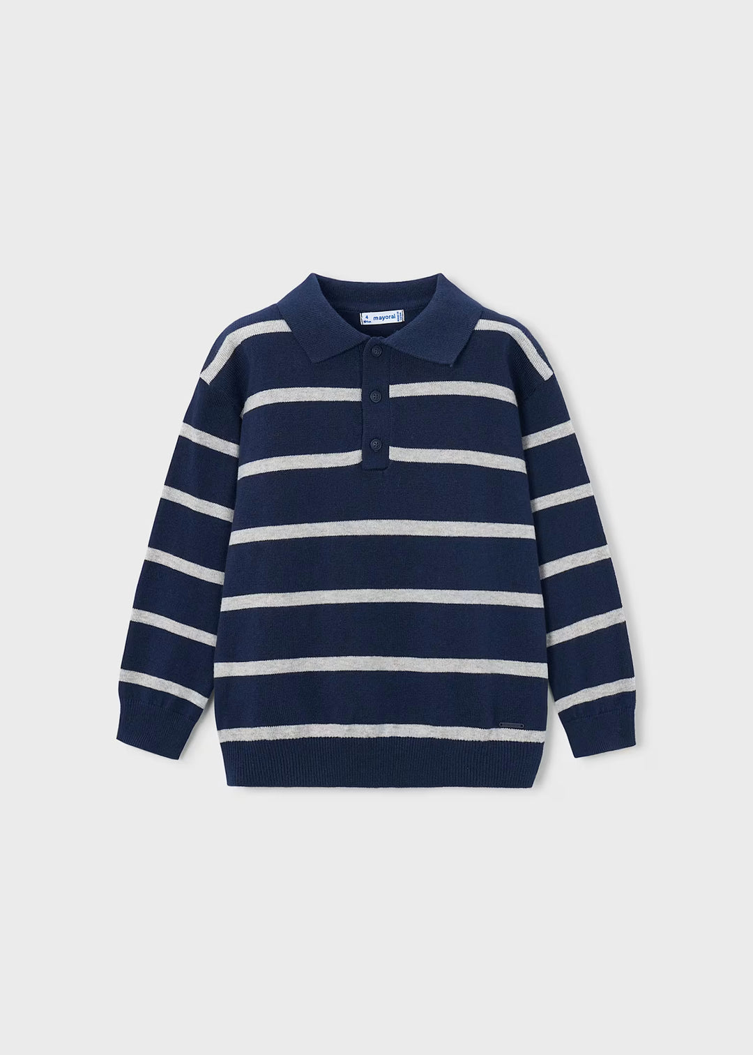 Navy Stripe Polo Sweater | 4101