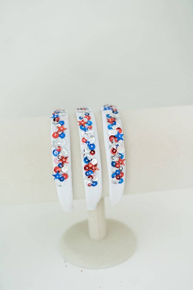 Blue Miss USA Sequin Headband