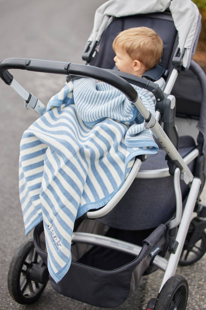 Sweet Pea Blue Stripe Mini Blanket