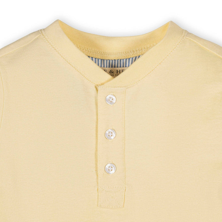 Organic Short Sleeve Henley Tee | Pale Yellow