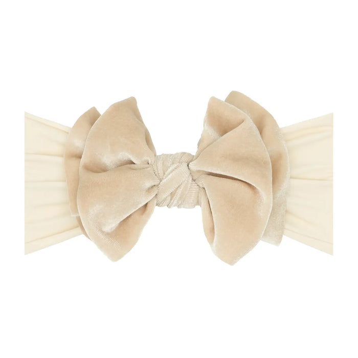Velvet Fab Nylon Headband w/ Bow | Oatmeal