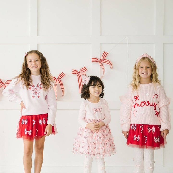 Candy Cane Confetti Long Sleeve Tutu Dress