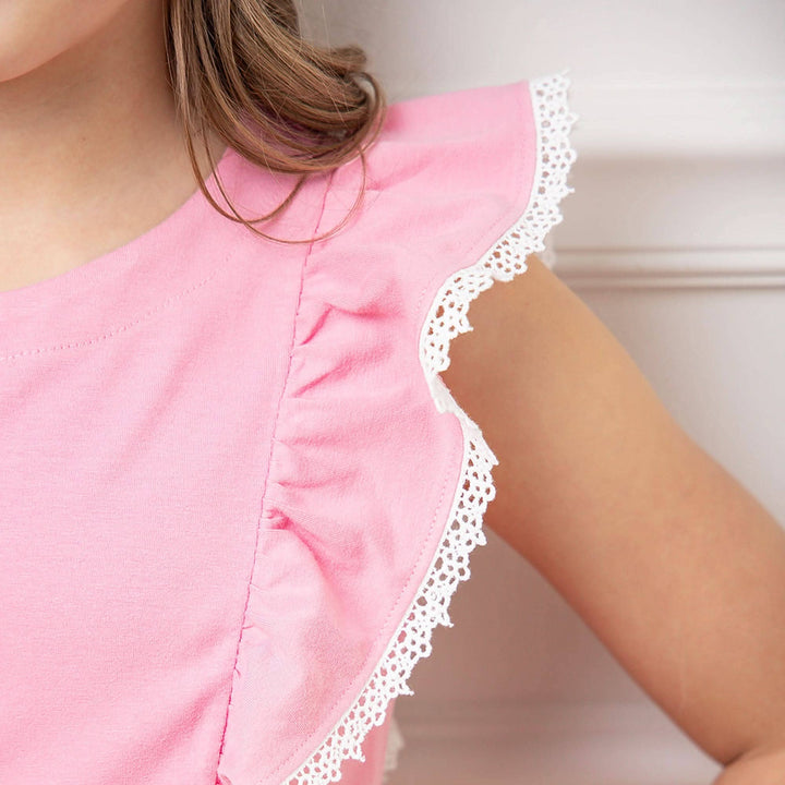 Sleeveless Organic Knit Pinafore Dress | Classic Pink