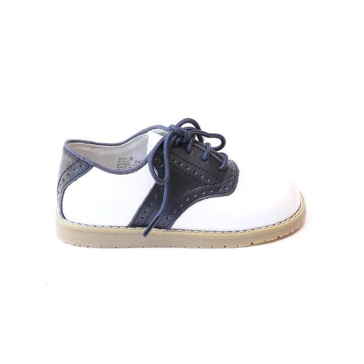 Navy/White Luke Two Tone Leather Saddle Shoe (042)