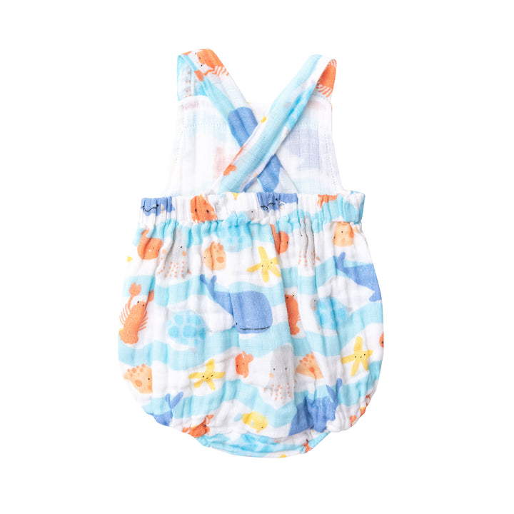 Muslin Retro Sunsuit | Wavey Sea Creatures