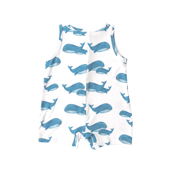 Bamboo Shortie Romper | Blue Whales