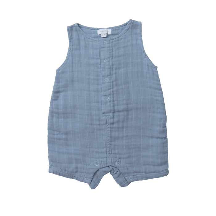 Organic Muslin Shortie Romper | Ocean Blue