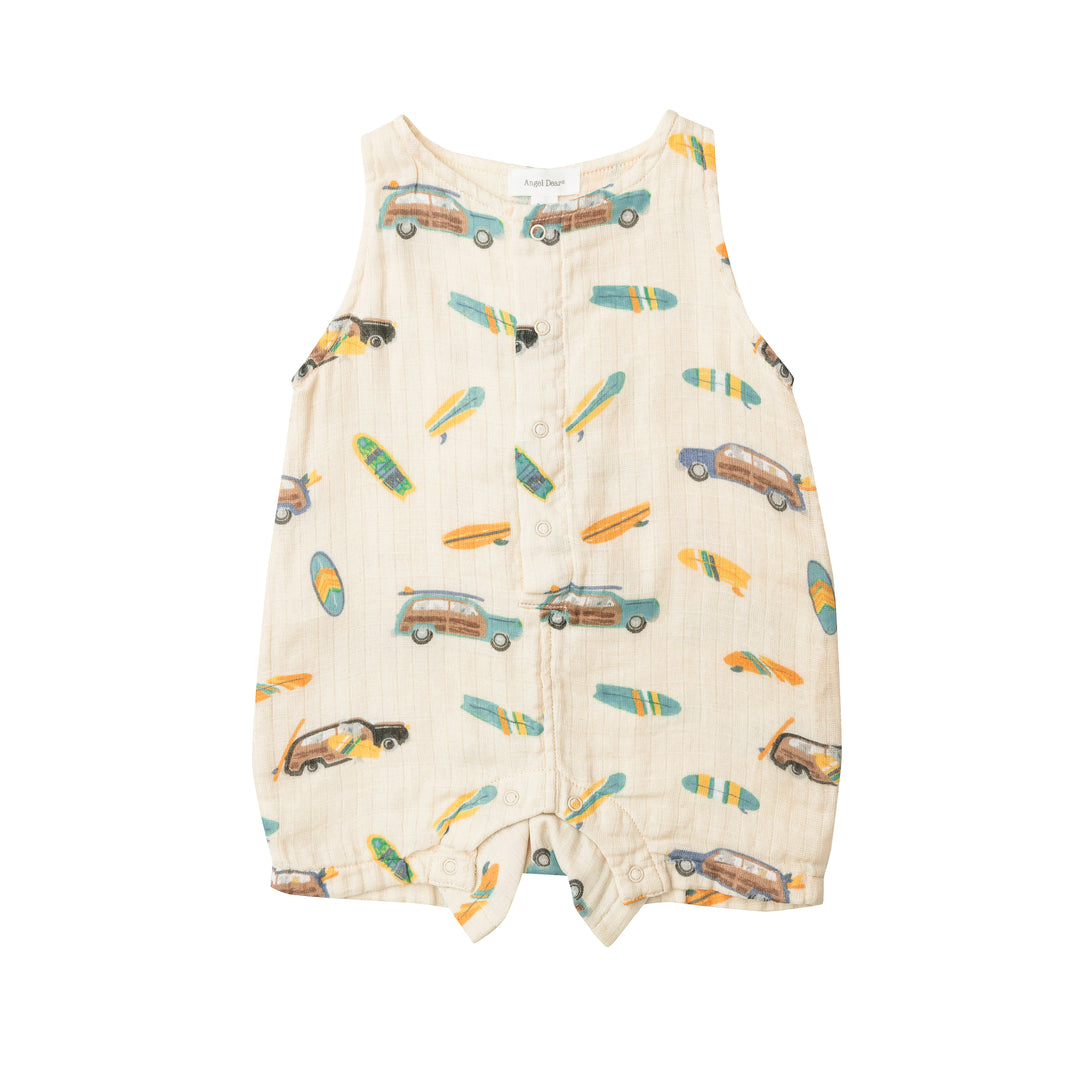 Muslin Shortie Romper | Woody Surf Sharks