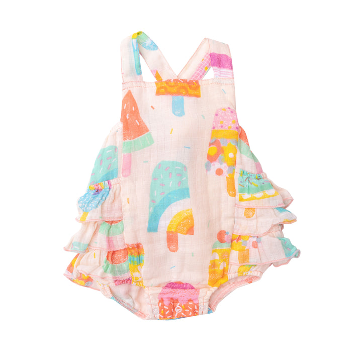 Muslin Ruffle Sunsuit | Pink Summer Popsicles