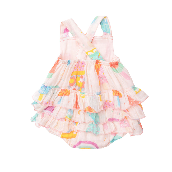 Muslin Ruffle Sunsuit | Pink Summer Popsicles