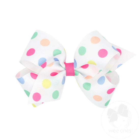 Medium Colorful Birthday Themed Party Patterned Grosgrain Girls Hair Bow
