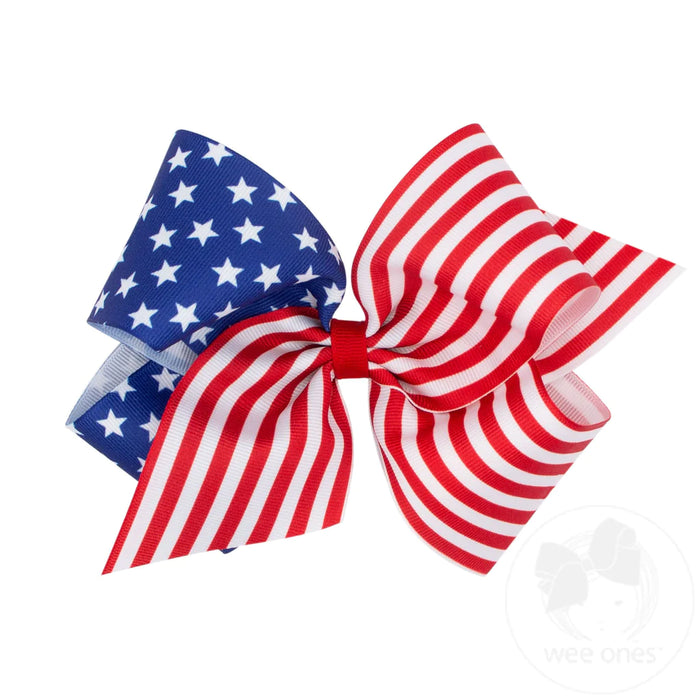 King Grosgrain Hair Bow | Patriotic Stars and Stripes