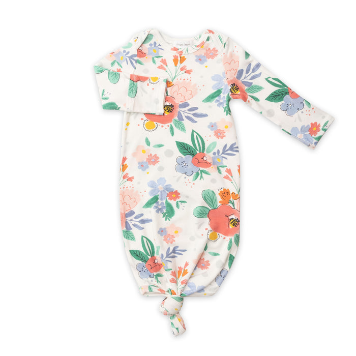 0-3 Month Bamboo Knotted Gown | Floral Posy