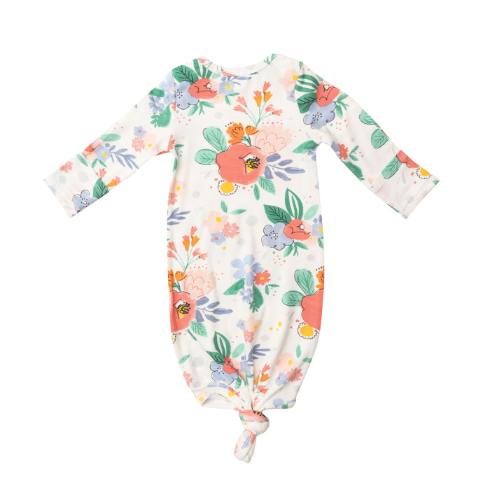 0-3 Month Bamboo Knotted Gown | Floral Posy