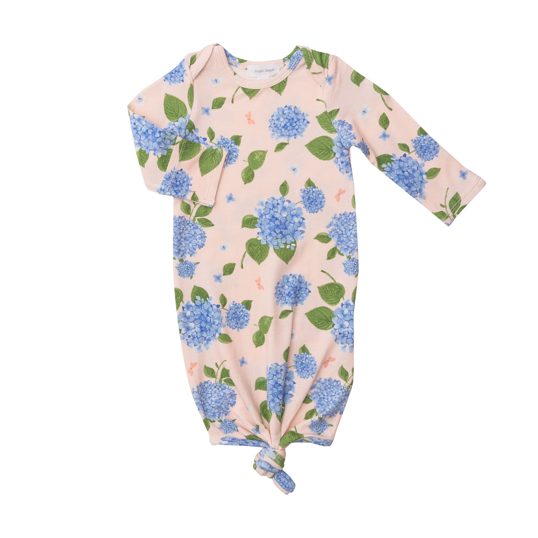 0-3 Month Bamboo Knotted Gown | Hydrangea