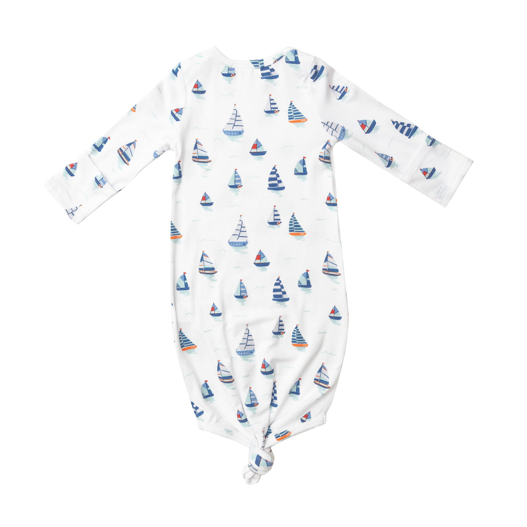 0-3 Month Bamboo Knotted Gown | Nautical Boats