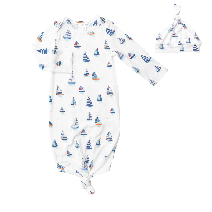 0-3 Month Bamboo Knotted Gown | Nautical Boats