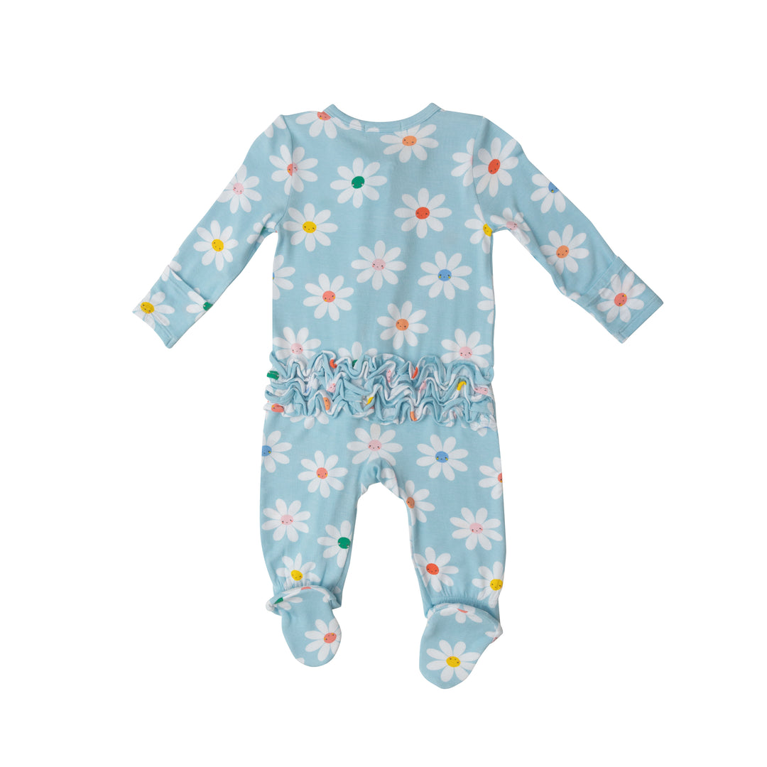 Bamboo Zipper Footie | Daisy Faces